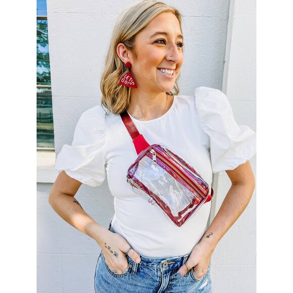 Ferris Game Day Clear Sling Belt Bag Fanny Pack Burgundy - Picture 4 of 4